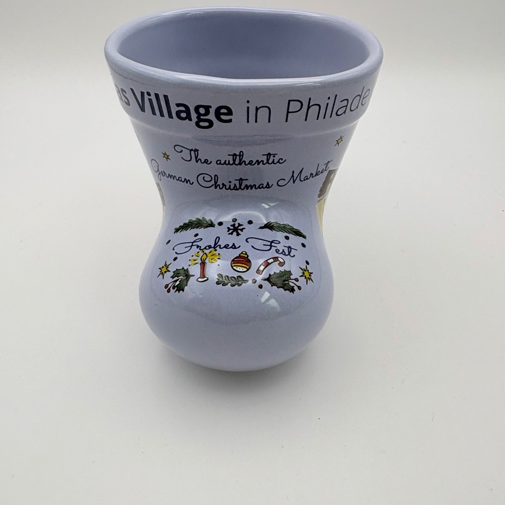 Christmas Village in Philadelphia Boot Mug Purple Cup Ceramic 3.75" Tall